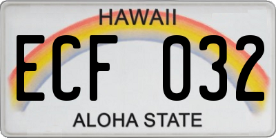 HI license plate ECF032