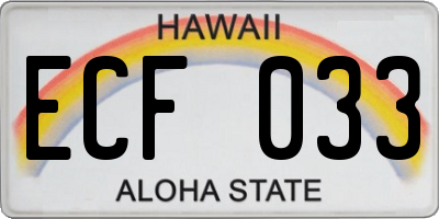 HI license plate ECF033