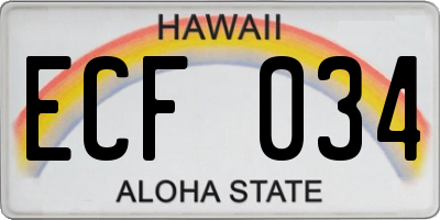 HI license plate ECF034