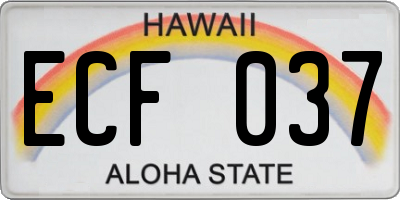 HI license plate ECF037