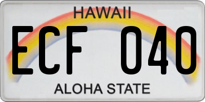 HI license plate ECF040