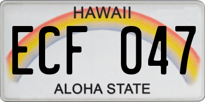 HI license plate ECF047
