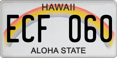 HI license plate ECF060