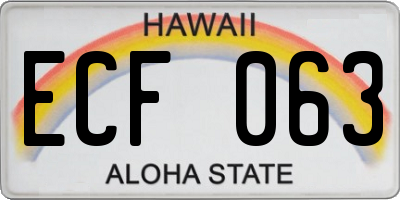 HI license plate ECF063