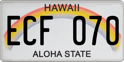 HI license plate ECF070