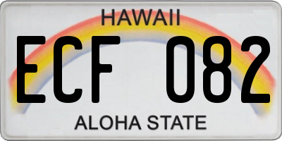 HI license plate ECF082