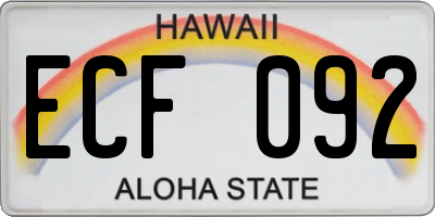 HI license plate ECF092
