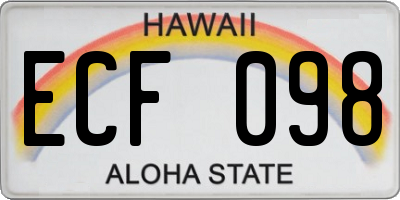 HI license plate ECF098