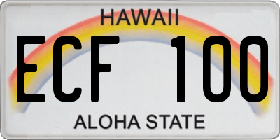 HI license plate ECF100