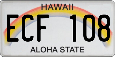 HI license plate ECF108