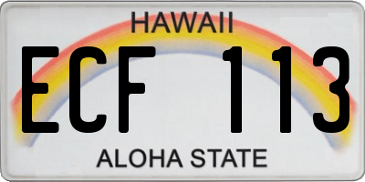 HI license plate ECF113
