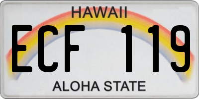 HI license plate ECF119