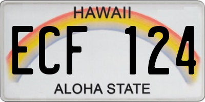 HI license plate ECF124