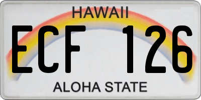 HI license plate ECF126