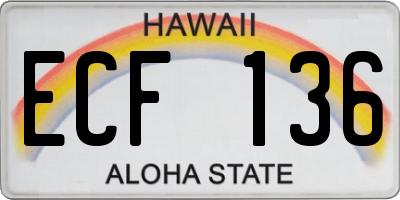 HI license plate ECF136