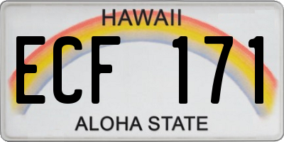 HI license plate ECF171