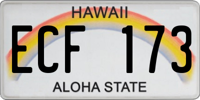 HI license plate ECF173