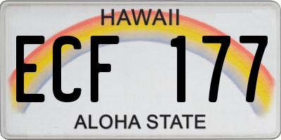 HI license plate ECF177