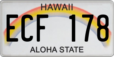 HI license plate ECF178