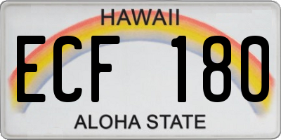 HI license plate ECF180