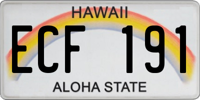 HI license plate ECF191