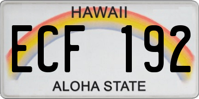 HI license plate ECF192