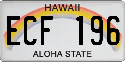 HI license plate ECF196