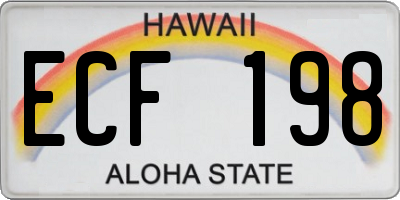 HI license plate ECF198