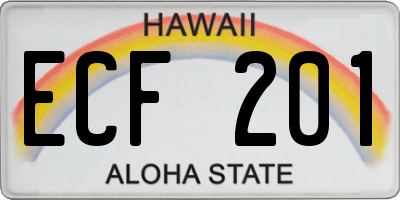 HI license plate ECF201