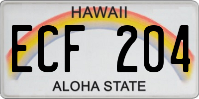 HI license plate ECF204