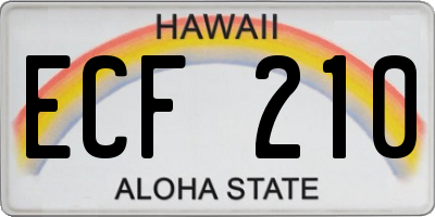 HI license plate ECF210