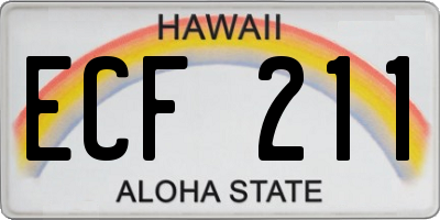HI license plate ECF211