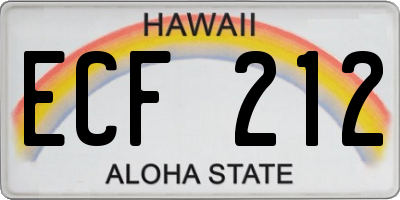 HI license plate ECF212