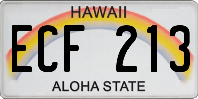 HI license plate ECF213