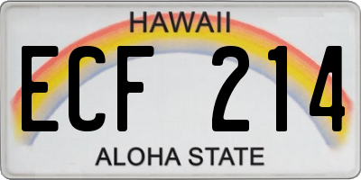 HI license plate ECF214