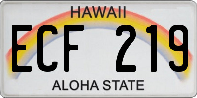 HI license plate ECF219