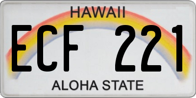 HI license plate ECF221