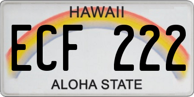 HI license plate ECF222
