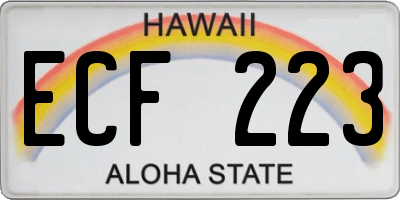 HI license plate ECF223
