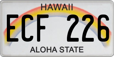 HI license plate ECF226