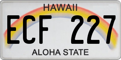 HI license plate ECF227