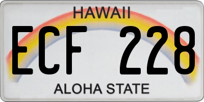 HI license plate ECF228