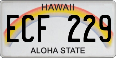 HI license plate ECF229