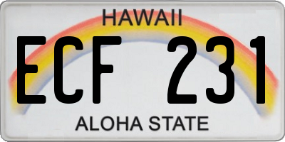 HI license plate ECF231