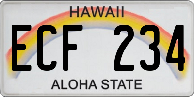 HI license plate ECF234