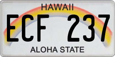 HI license plate ECF237