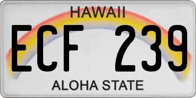 HI license plate ECF239
