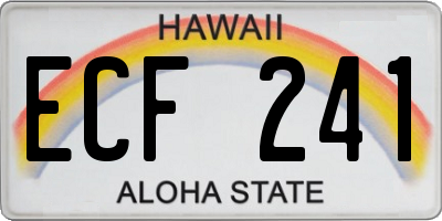 HI license plate ECF241