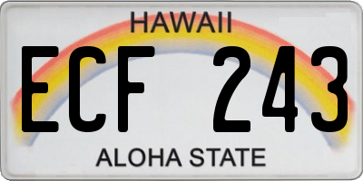 HI license plate ECF243