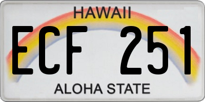 HI license plate ECF251